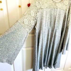 Torrid Gray Lace Bell Sleeve Dress 5x